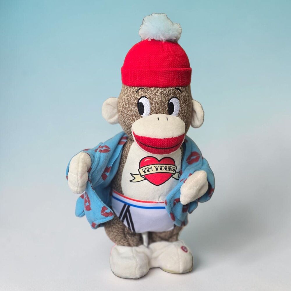 Gemmy Flirty Flasher Sock Monkey Sings Animated I'm Too Sexy For My Shirt Works